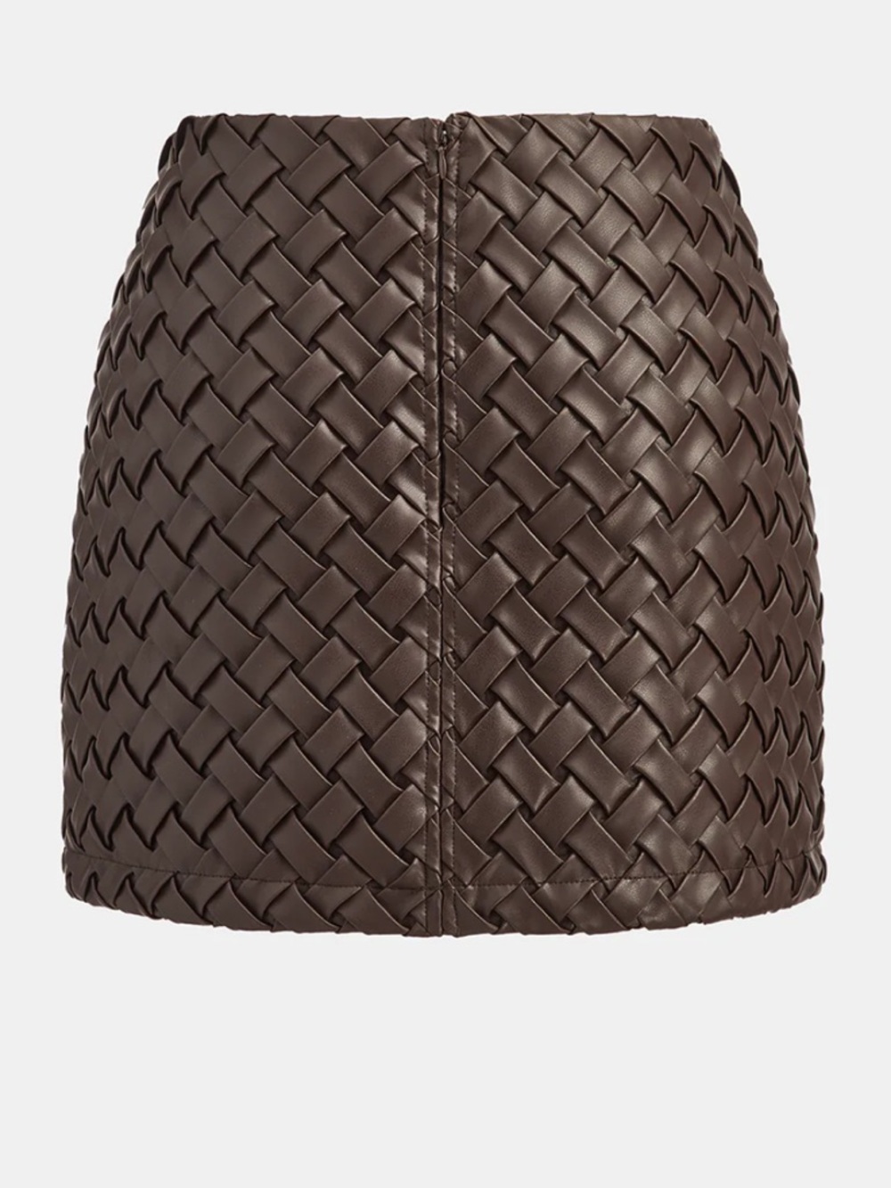 NWT Commonsense Woven Faux Leather Mini Skirt - Brown size M